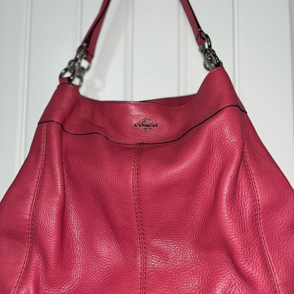 Coach Lexy Large Strawberry Pink Pebble Leather Shoulder Bag - Picture 2 of 16